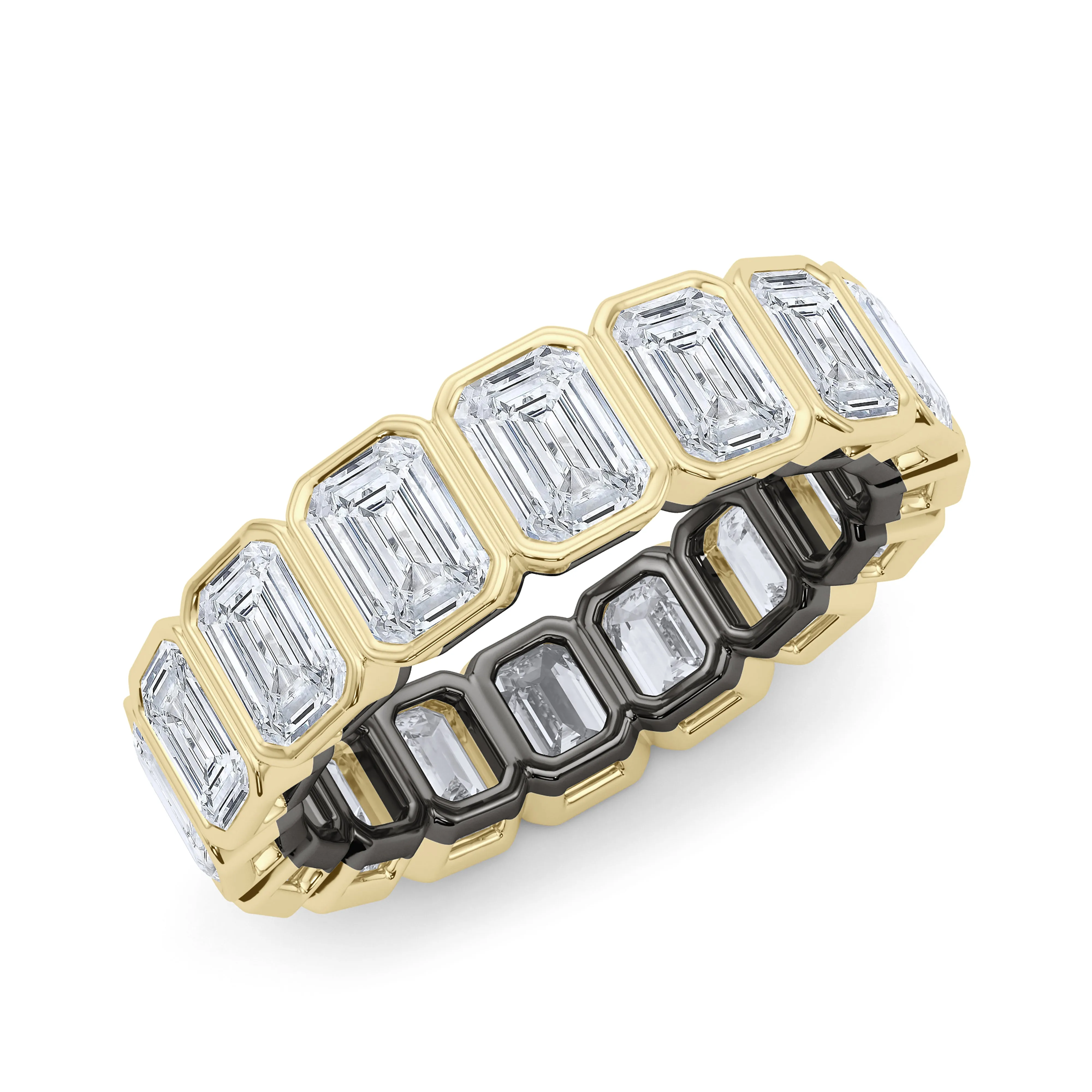 Mixed Metal Emerald Bezel Eternity Ring