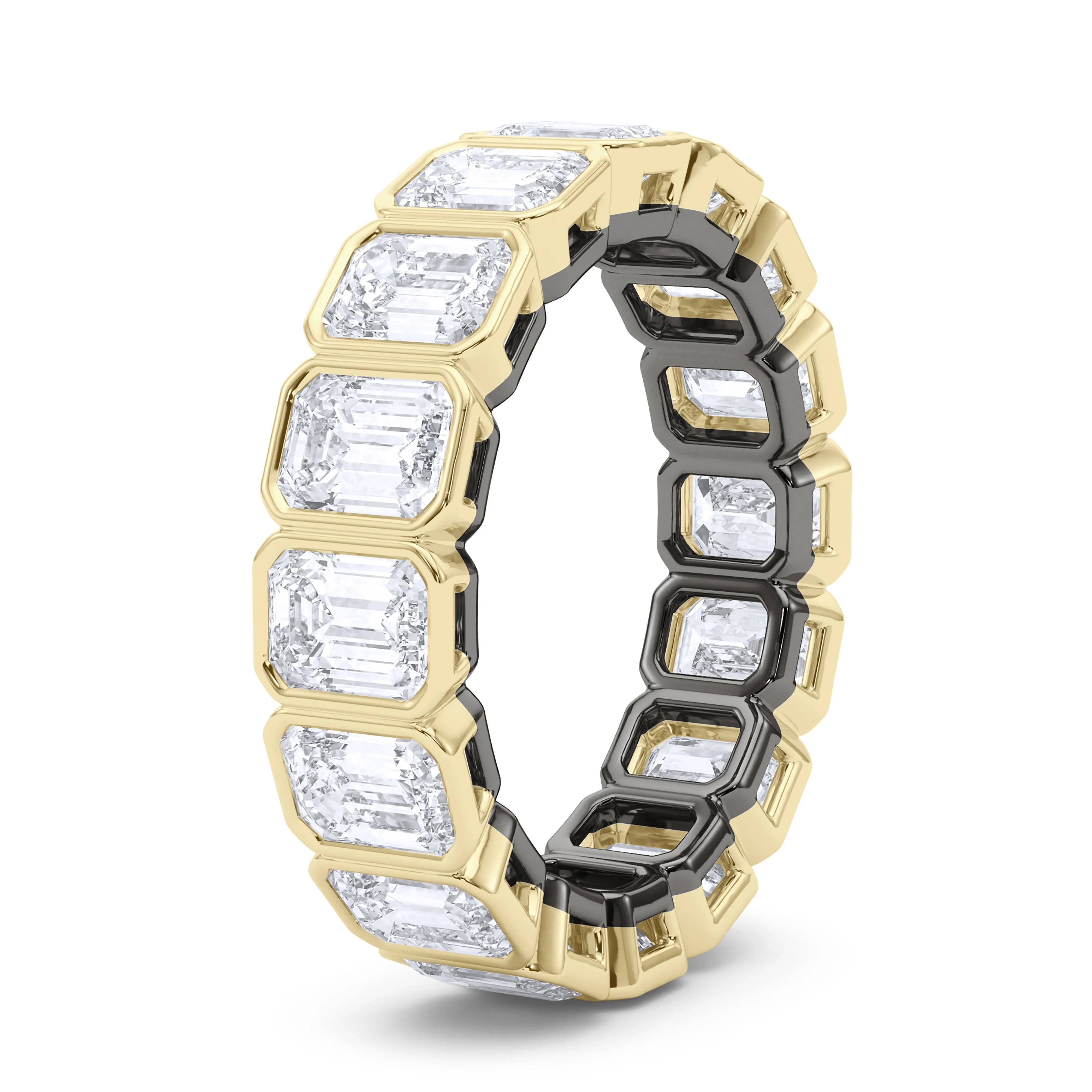 Mixed Metal Emerald Bezel Eternity Ring