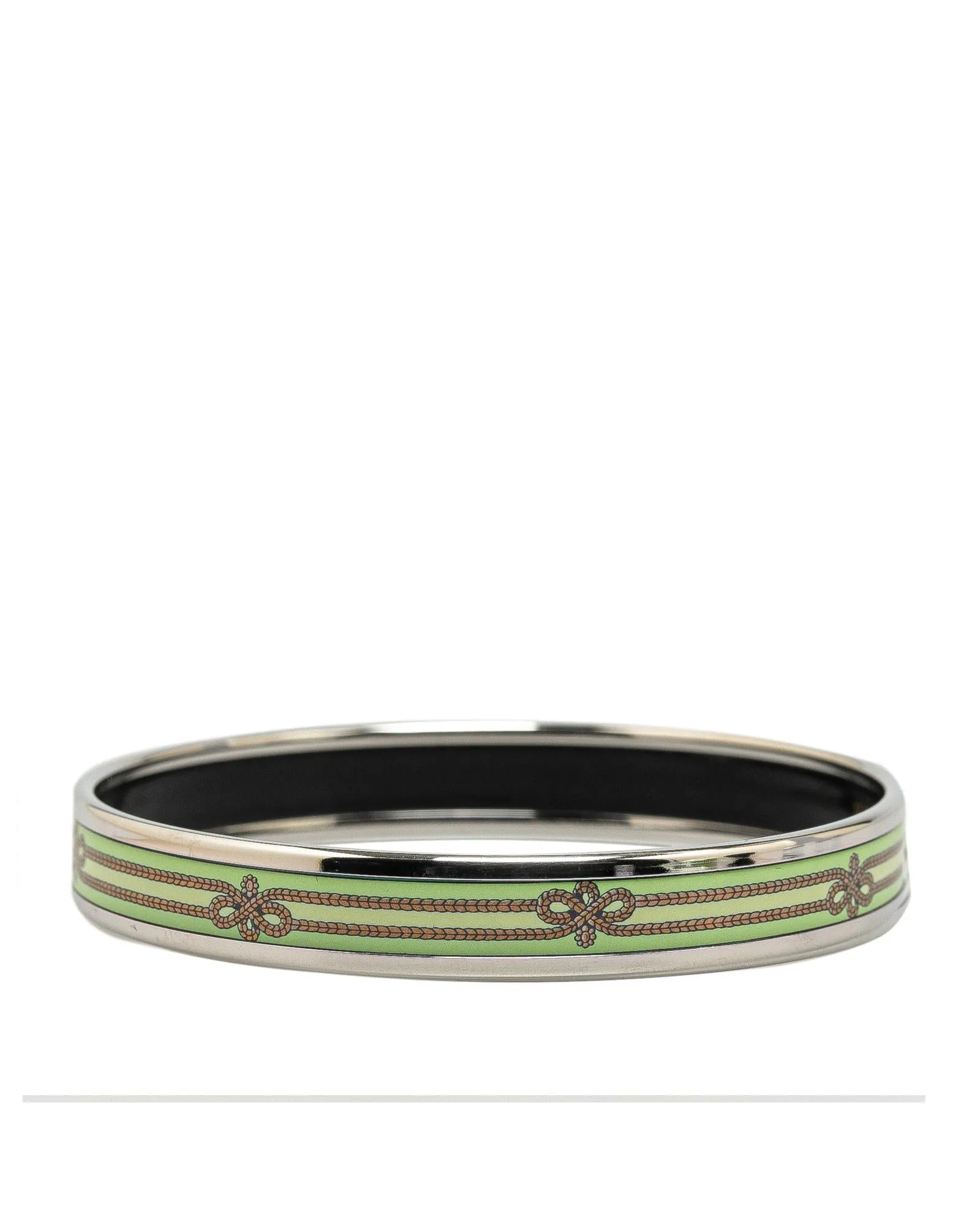 Narrow Printed Rope Enamel Bracelet with Palladium-Plated Body