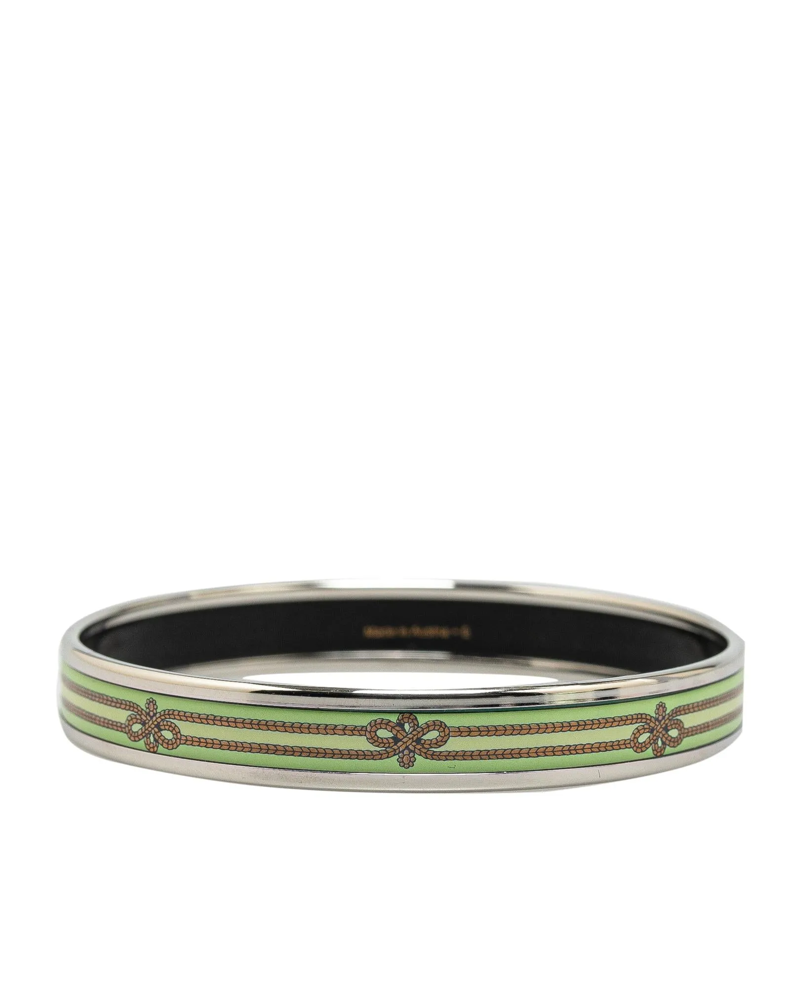 Narrow Printed Rope Enamel Bracelet with Palladium-Plated Body