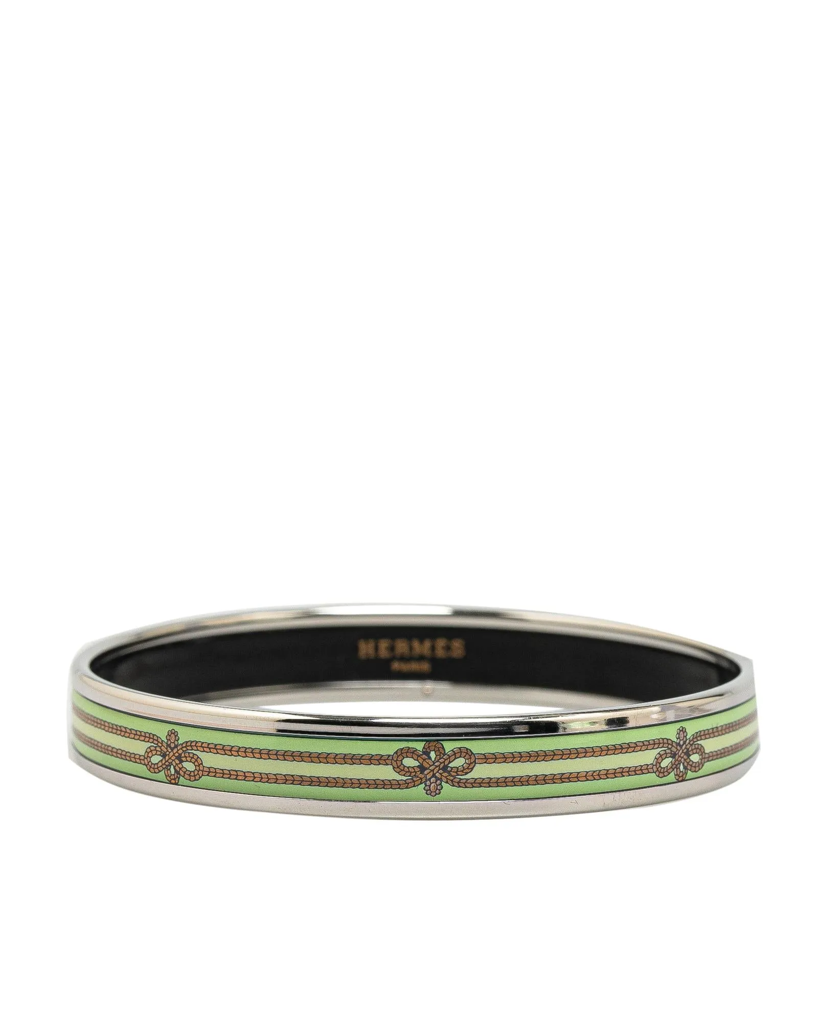 Narrow Printed Rope Enamel Bracelet with Palladium-Plated Body