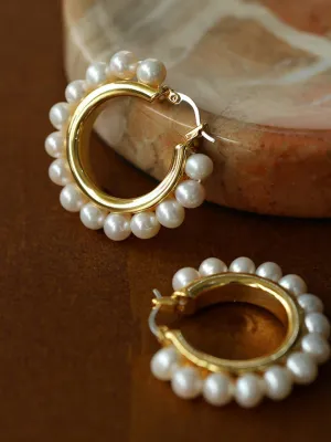 Natural Freshwater Pearl Hoop Earrings