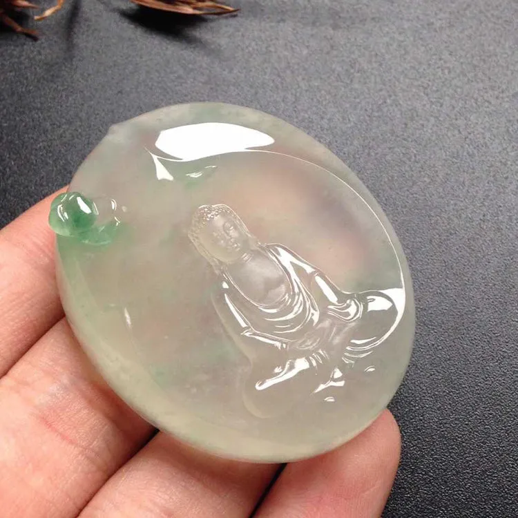 Natural Jade Pendant Jadeite Buddha Pendant PT237