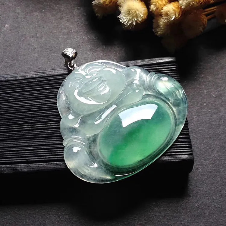 Natural Jade Pendant Jadeite Buddha Pendant PT363