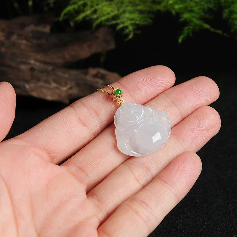 Natural Jade Pendant Jadeite Gold Buddha Pendant PT96