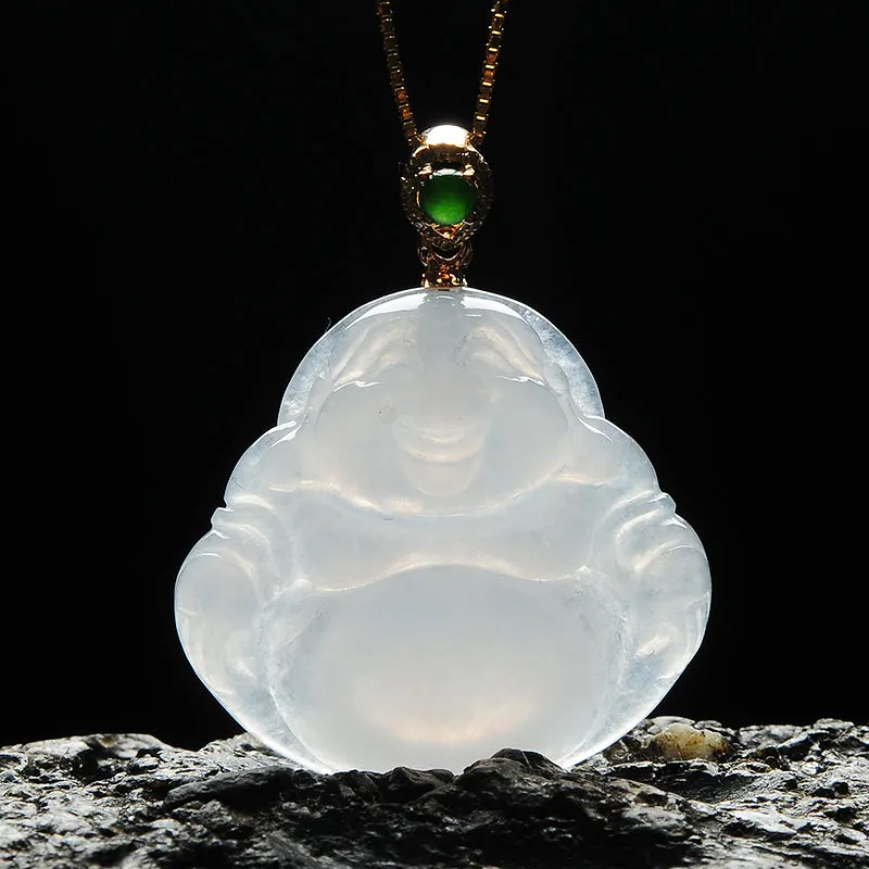 Natural Jade Pendant Jadeite Gold Buddha Pendant PT96