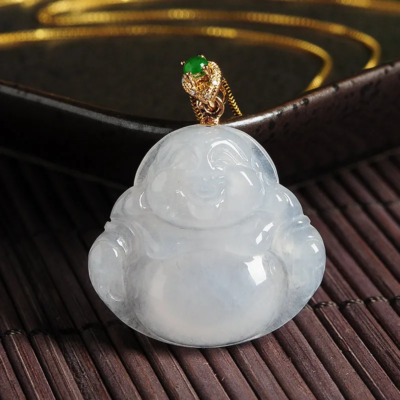 Natural Jade Pendant Jadeite Gold Buddha Pendant PT96