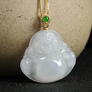 Natural Jade Pendant Jadeite Gold Buddha Pendant PT96