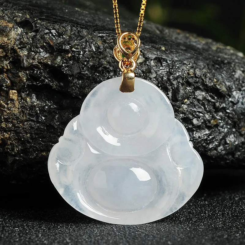 Natural Jade Pendant Jadeite Gold Buddha Pendant PT96