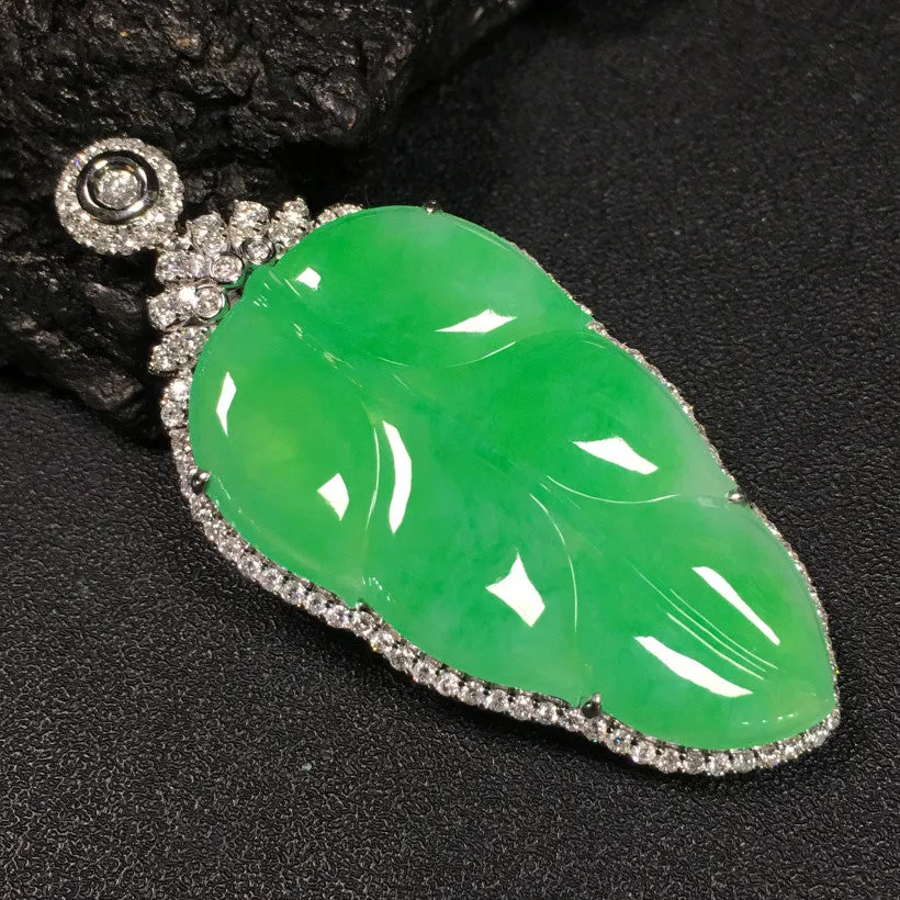 Natural Jade Pendant Jadeite Gold Pendant PT335