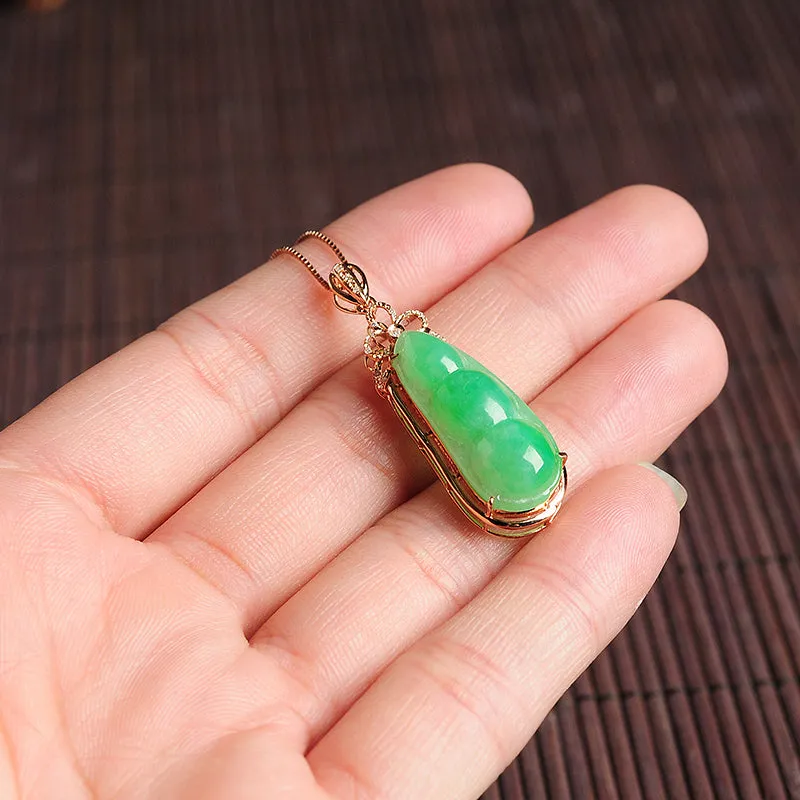 Natural Jade Pendant Jadeite Gold Pendant PT60