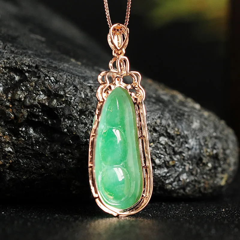 Natural Jade Pendant Jadeite Gold Pendant PT60