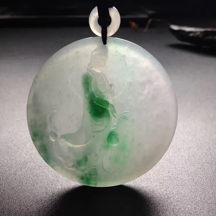 Natural Jade Pendant Jadeite Guan Yin Pendant PT262