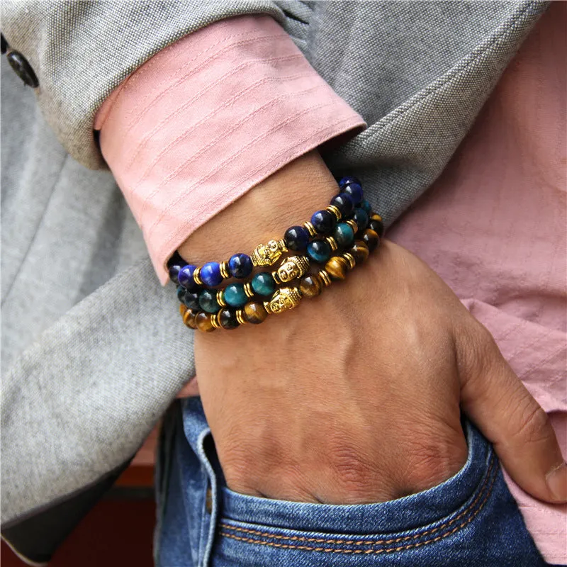 Natural Sapphire Blue Tiger Eye Bracelet Gemstone Beads