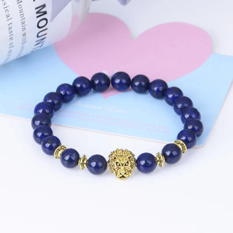 Natural Stone Owl Head Yoga Bracelet