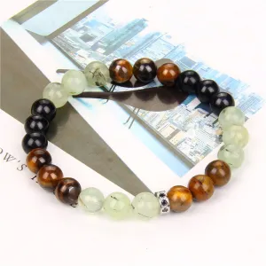 Natural Tiger's Eye Men's Bracelet With Micro-inlaid Zircon