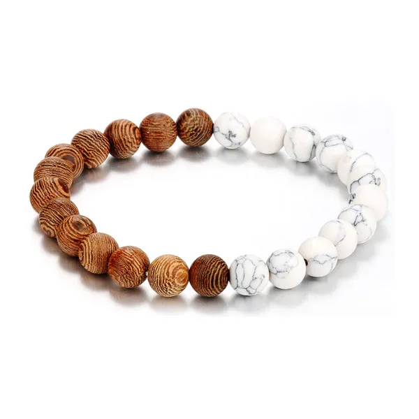 Natural Wood Bead Natural White Turquoise Bracelet (Circumference 20cm) 天然木珠天然白松石手鍊 (鍊長 20cm) KJBR16259