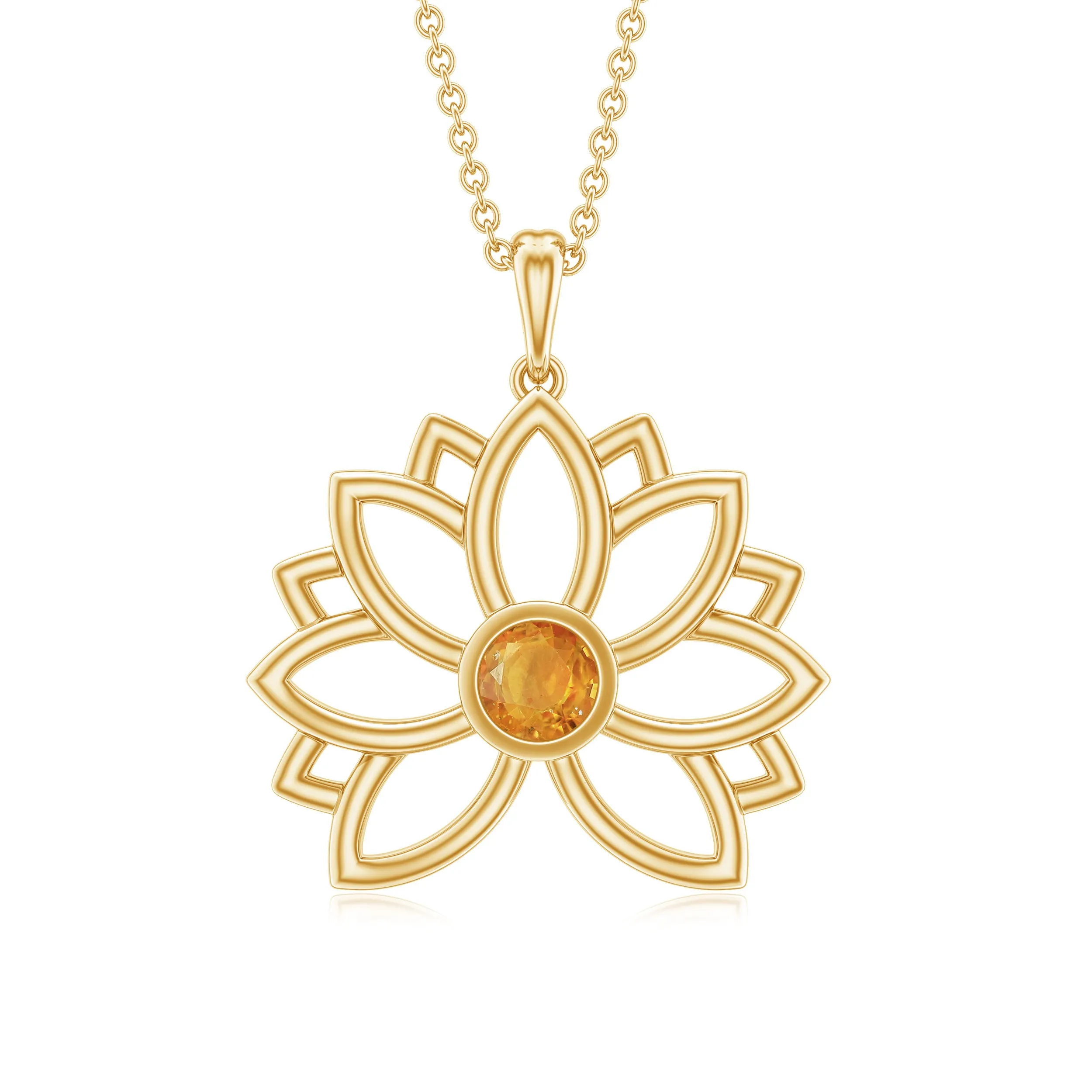 Nature Inspired Orange Sapphire Flower Pendant