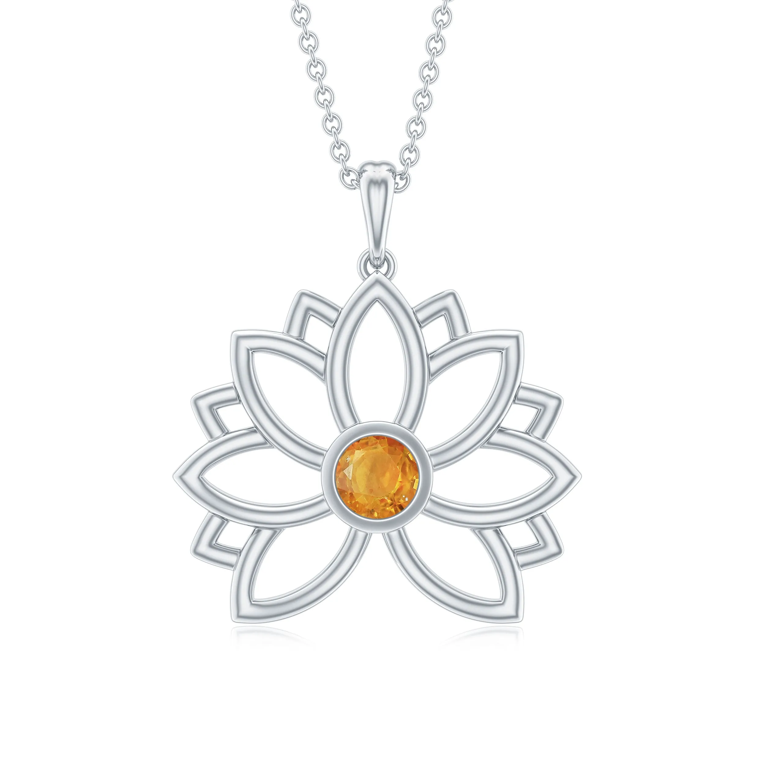 Nature Inspired Orange Sapphire Flower Pendant