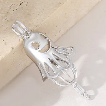 Necklace Pendant Blank Setting Halloween Charm 15x25mm Sterling Silver Fine 925 For One Bead No Prong DIY Jewelry Finding Wholesale 1pc