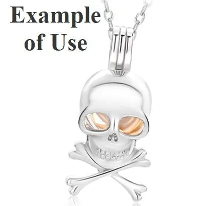 Necklace Pendant Blank Setting Halloween Scull 12x25mm Sterling Silver Fine 925 For One Bead No Prong DIY Jewelry Finding Wholesale 1pc