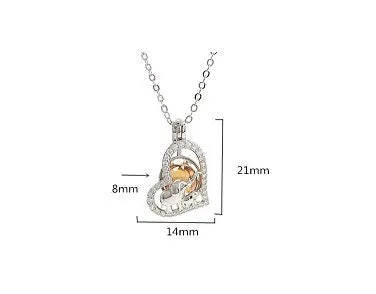 Necklace Pendant Blank Setting Heart Charm 14x21mm Sterling Silver Fine 925 For One Bead No Prong DIY Jewelry Finding Wholesale 1pc