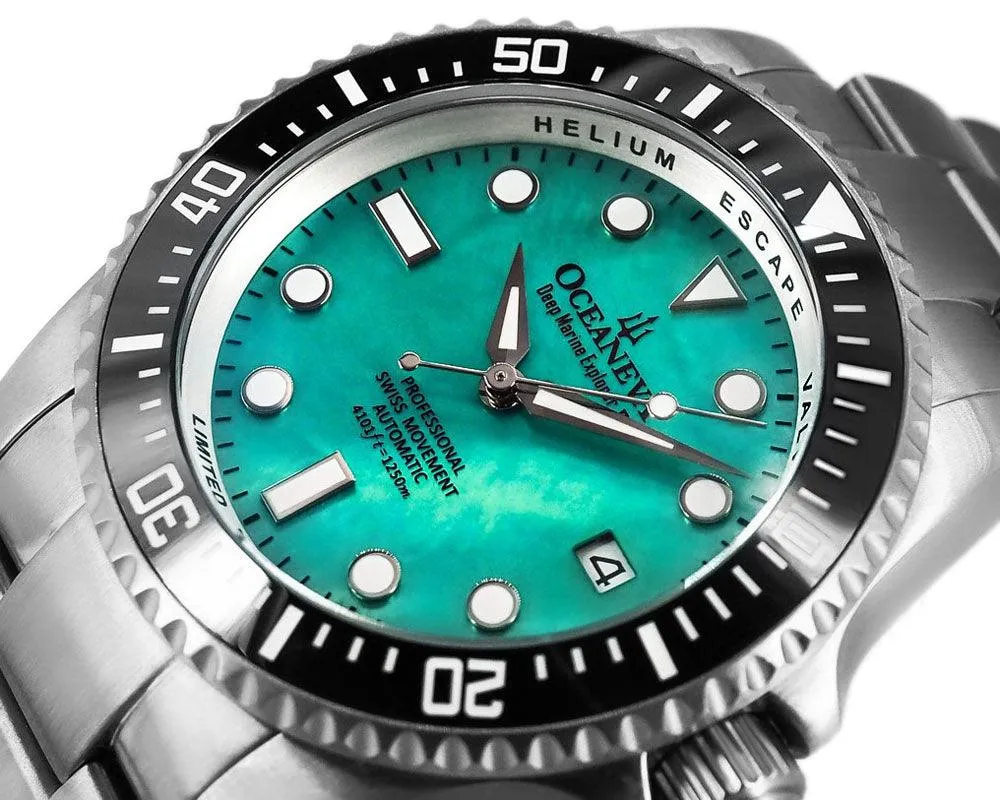 Oceaneva Men's Deep Marine Explorer II 1250M Titanium Watch - Aquamarine Dial