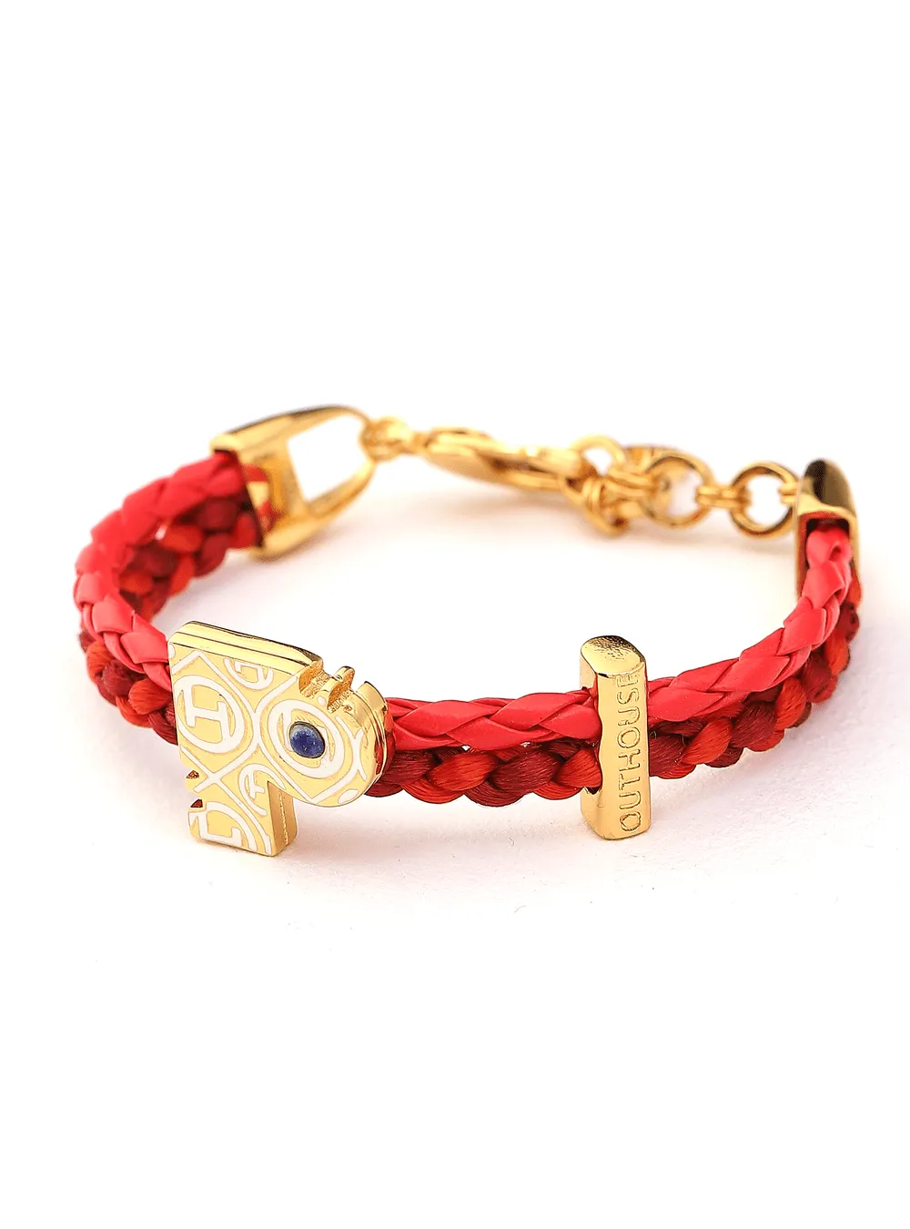 OH Dopamine Bond Bracelet in Fiery Red, Gold Finish