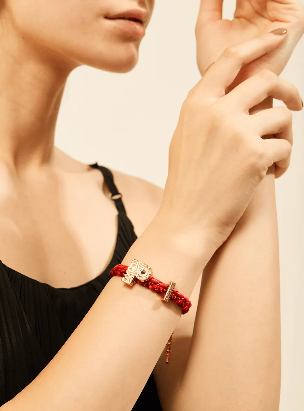 OH Dopamine Bond Bracelet in Fiery Red, Gold Finish