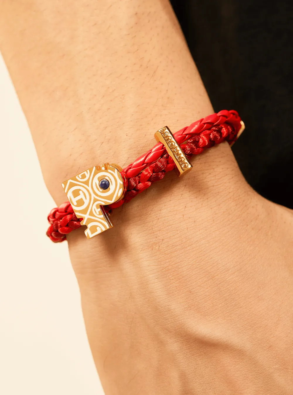 OH Dopamine Bond Bracelet in Fiery Red, Gold Finish