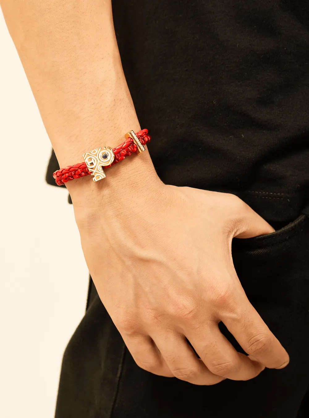 OH Dopamine Bond Bracelet in Fiery Red, Gold Finish