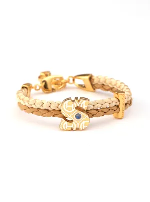 OH Dopamine Bond Bracelet in Sand Brown, Gold Finish