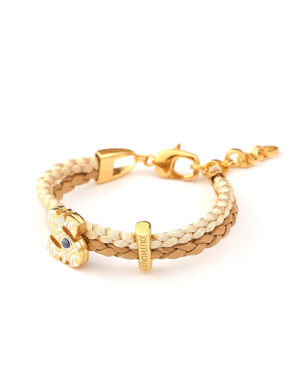 OH Dopamine Bond Bracelet in Sand Brown, Gold Finish