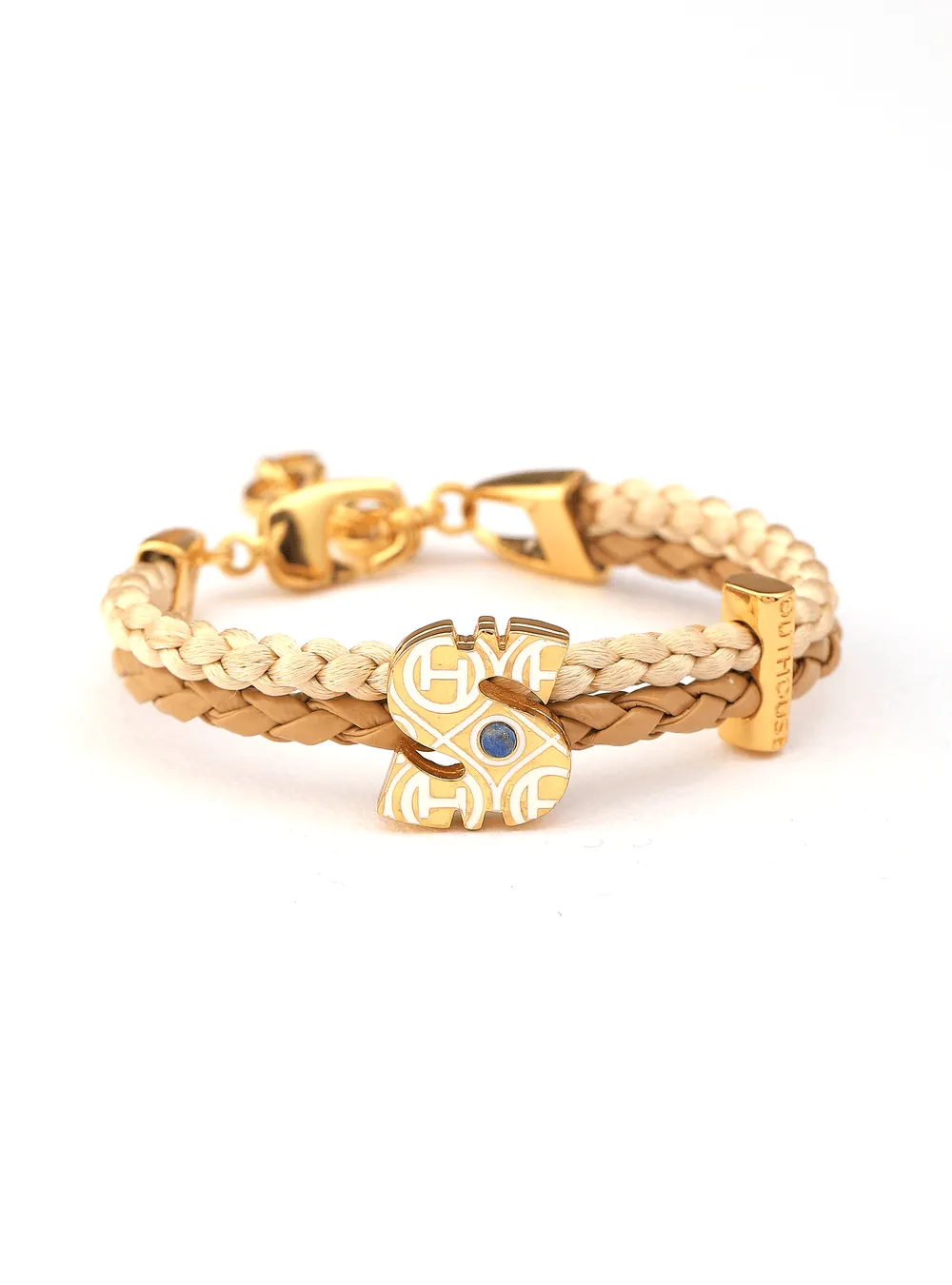 OH Dopamine Bond Bracelet in Sand Brown, Gold Finish