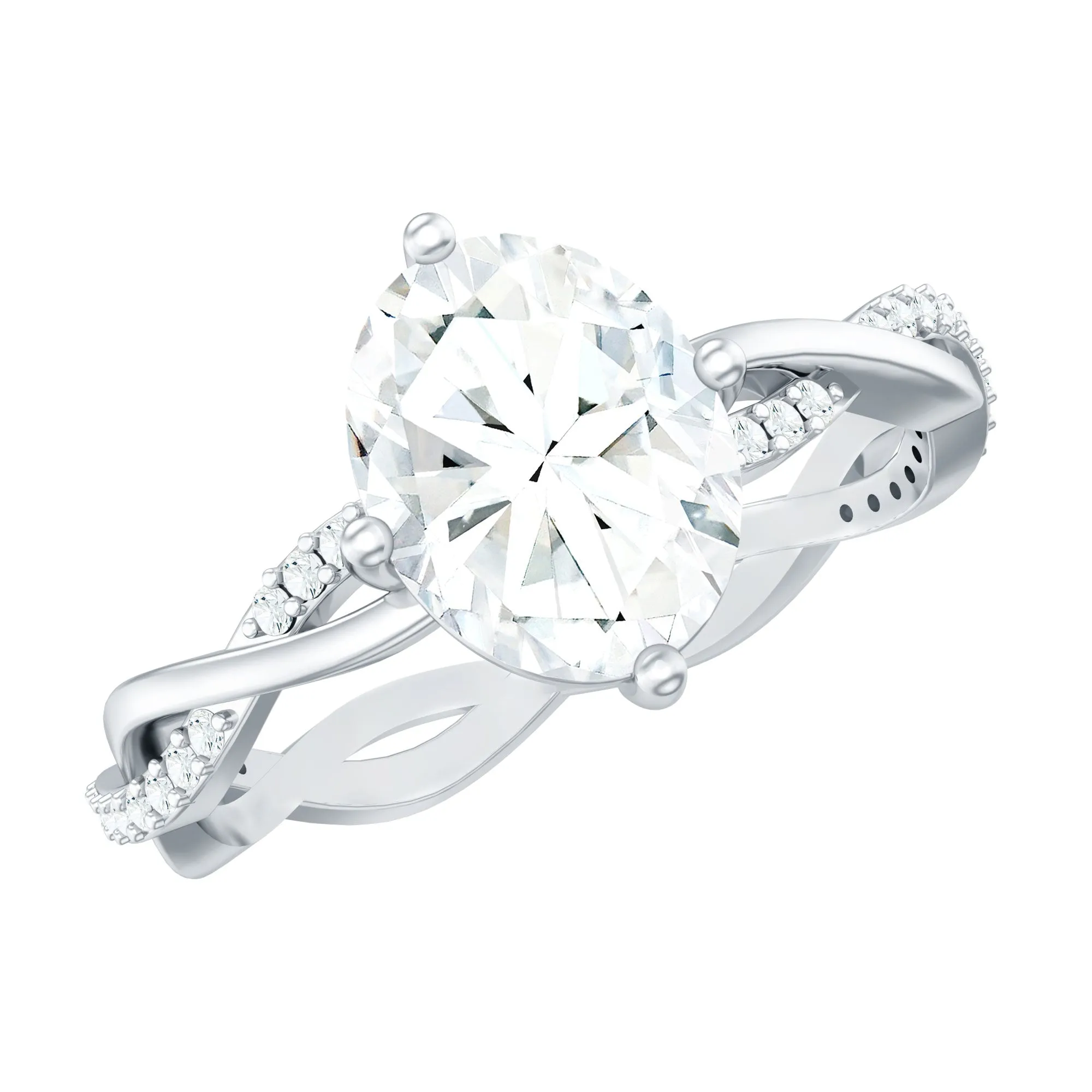 Oval Cut Solitaire Moissanite Braided Engagement Ring