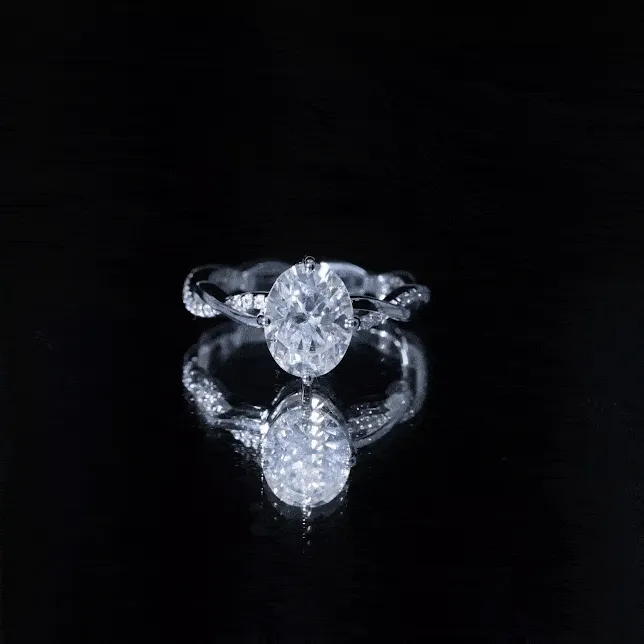 Oval Cut Solitaire Moissanite Braided Engagement Ring