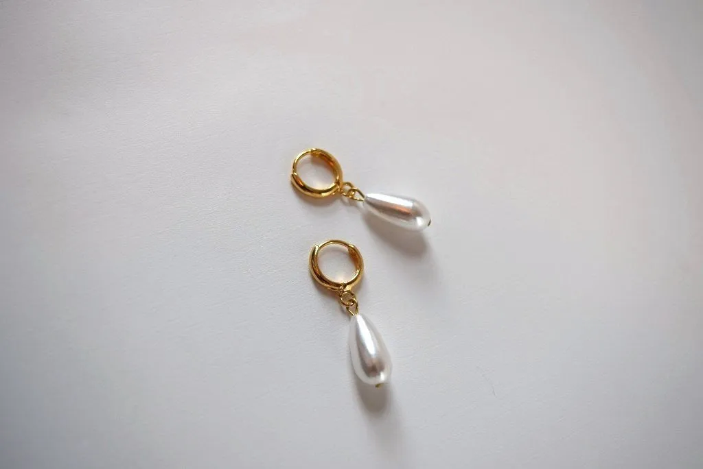 Pearl and Hoop Dangle Earrings - Small