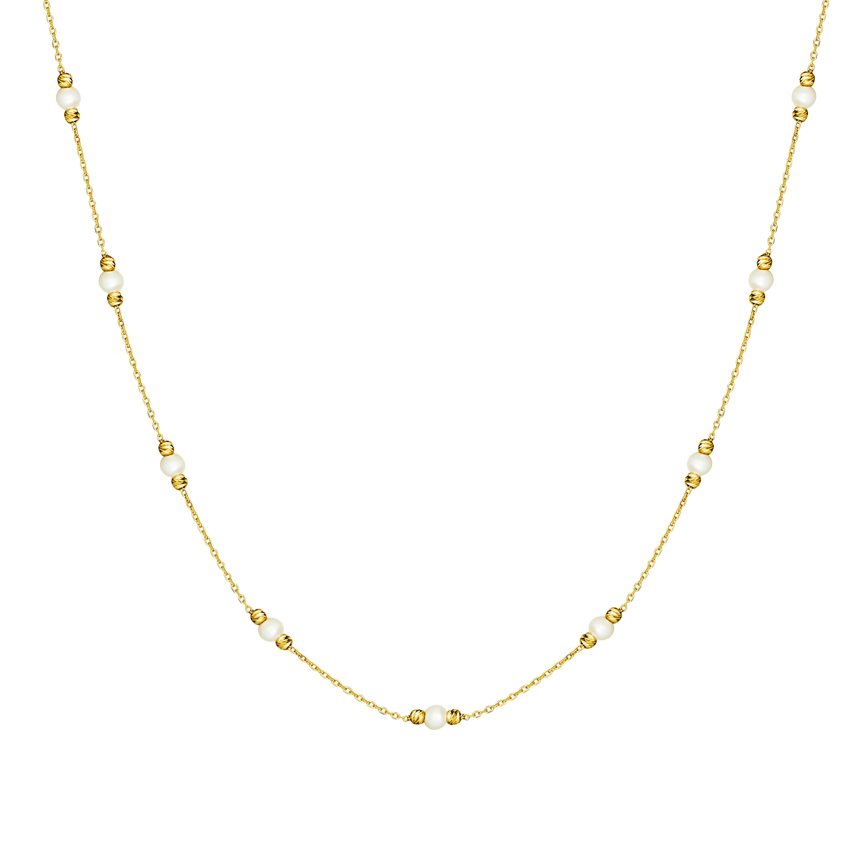 Pearl Necklace  - 14 karat gold real pearl necklace, freshwater pearl