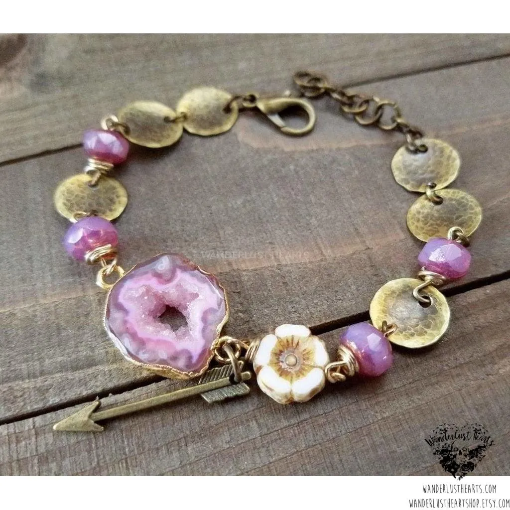 Pink Druzy bracelet