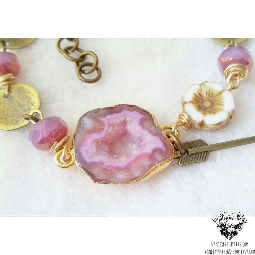 Pink Druzy bracelet