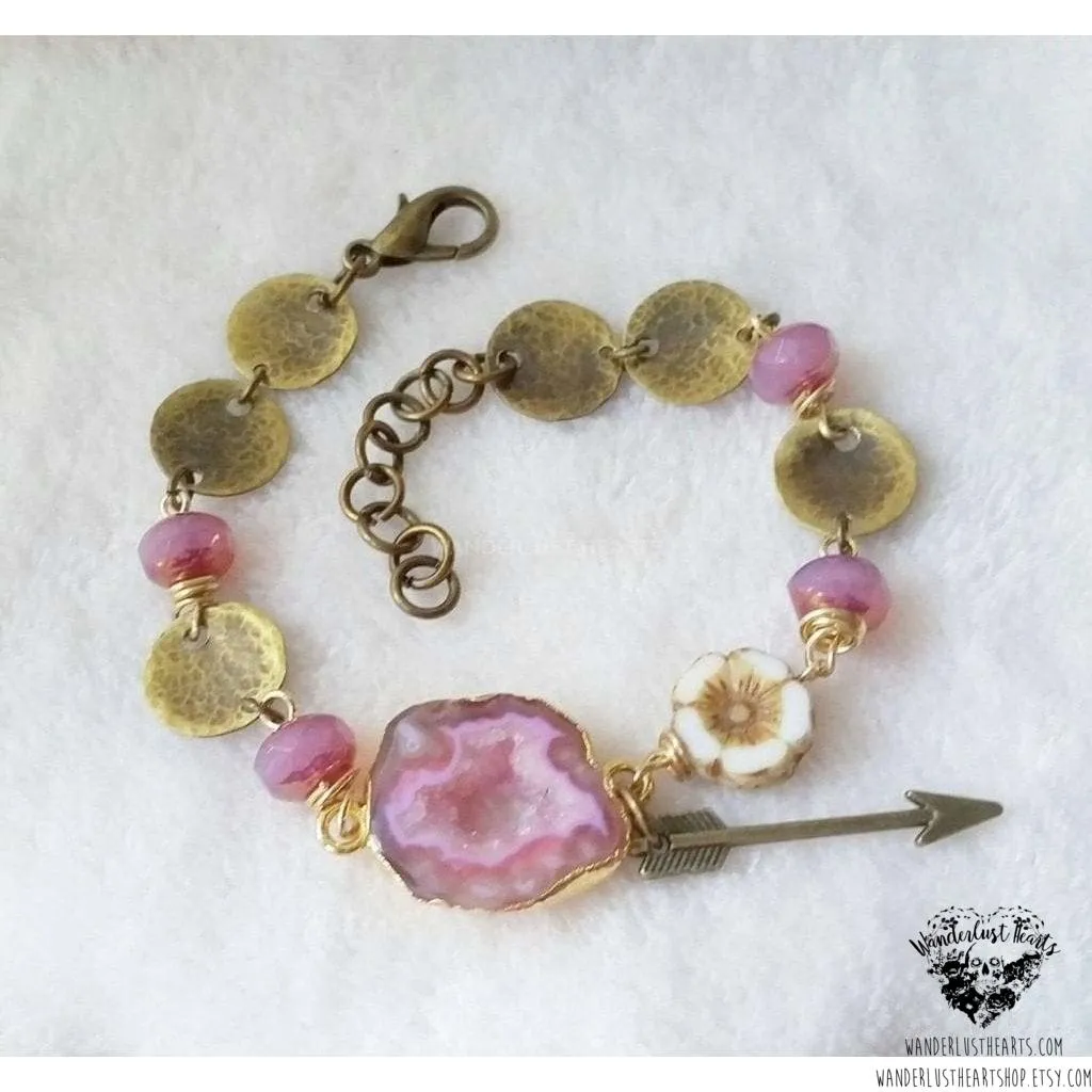 Pink Druzy bracelet