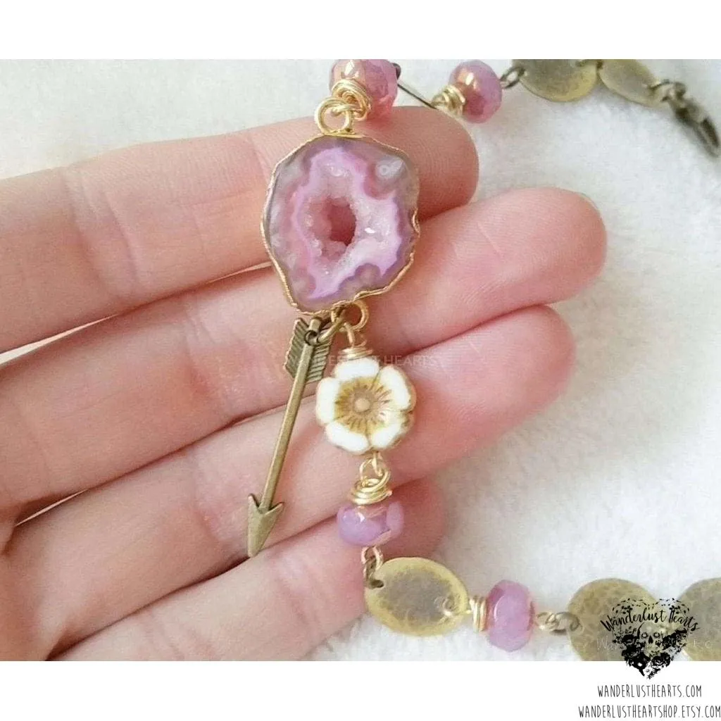 Pink Druzy bracelet