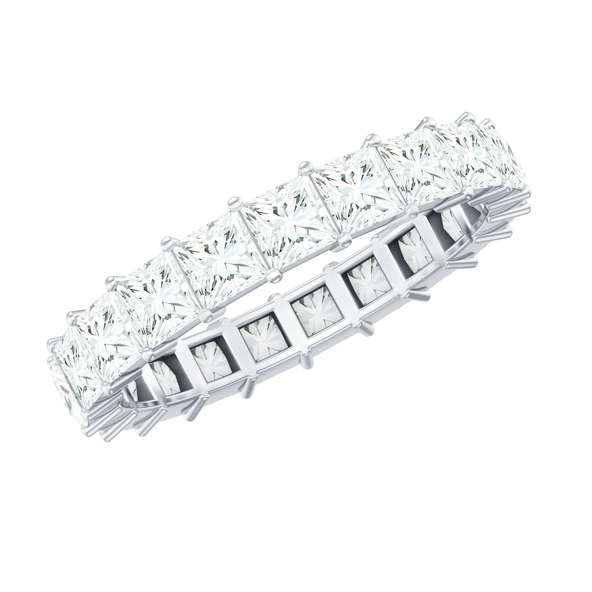 Princess Cut Certified Moissanite Full Eternity Ring in Gold