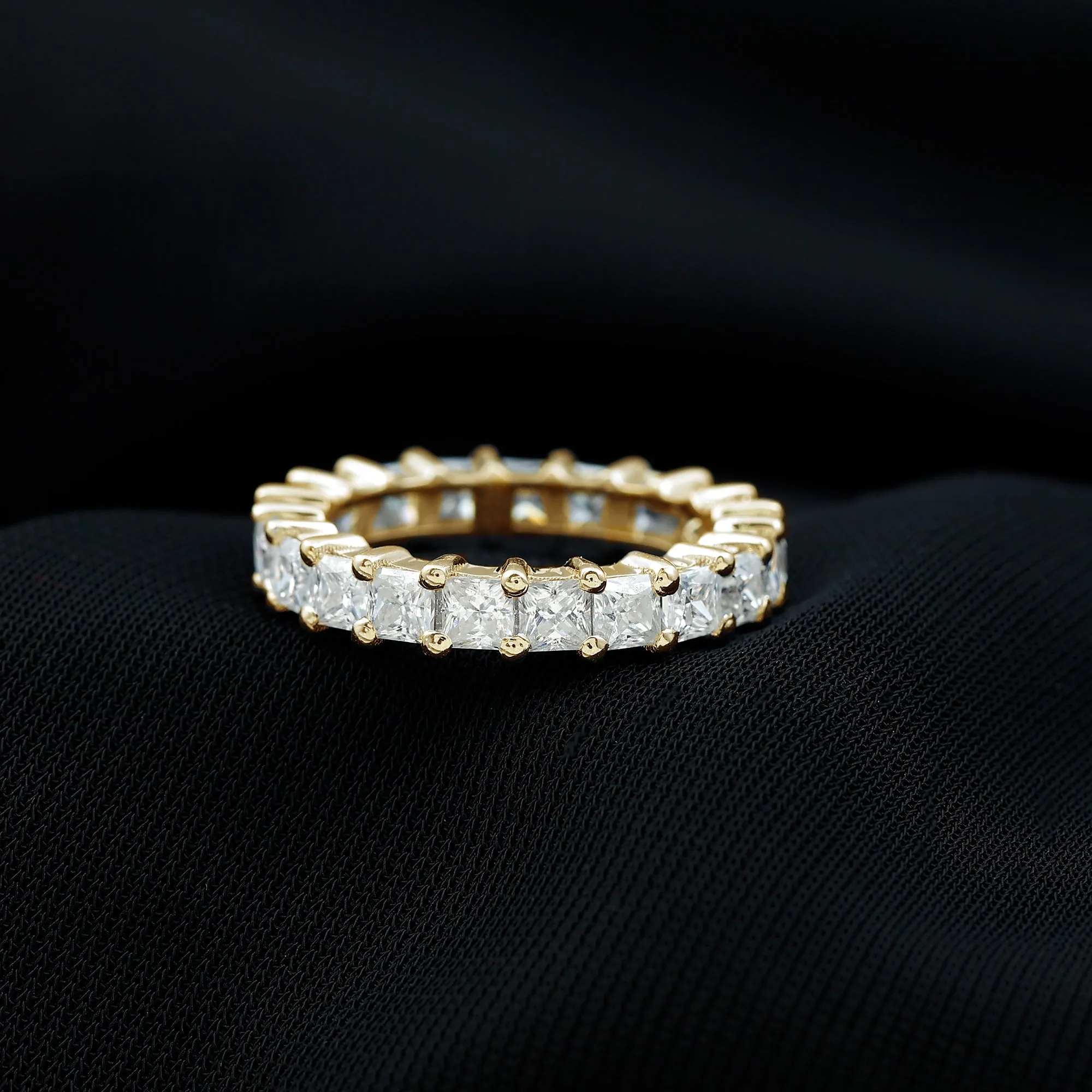 Princess Cut Certified Moissanite Full Eternity Ring in Gold