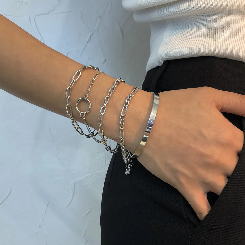 Punk Hip-hop Style Chain Ring Bracelet Personality Trend Bracelet