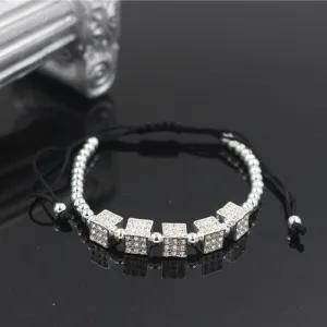 Punk Style Wild Copper Bead Braided Dot Diamond Square Bracelet