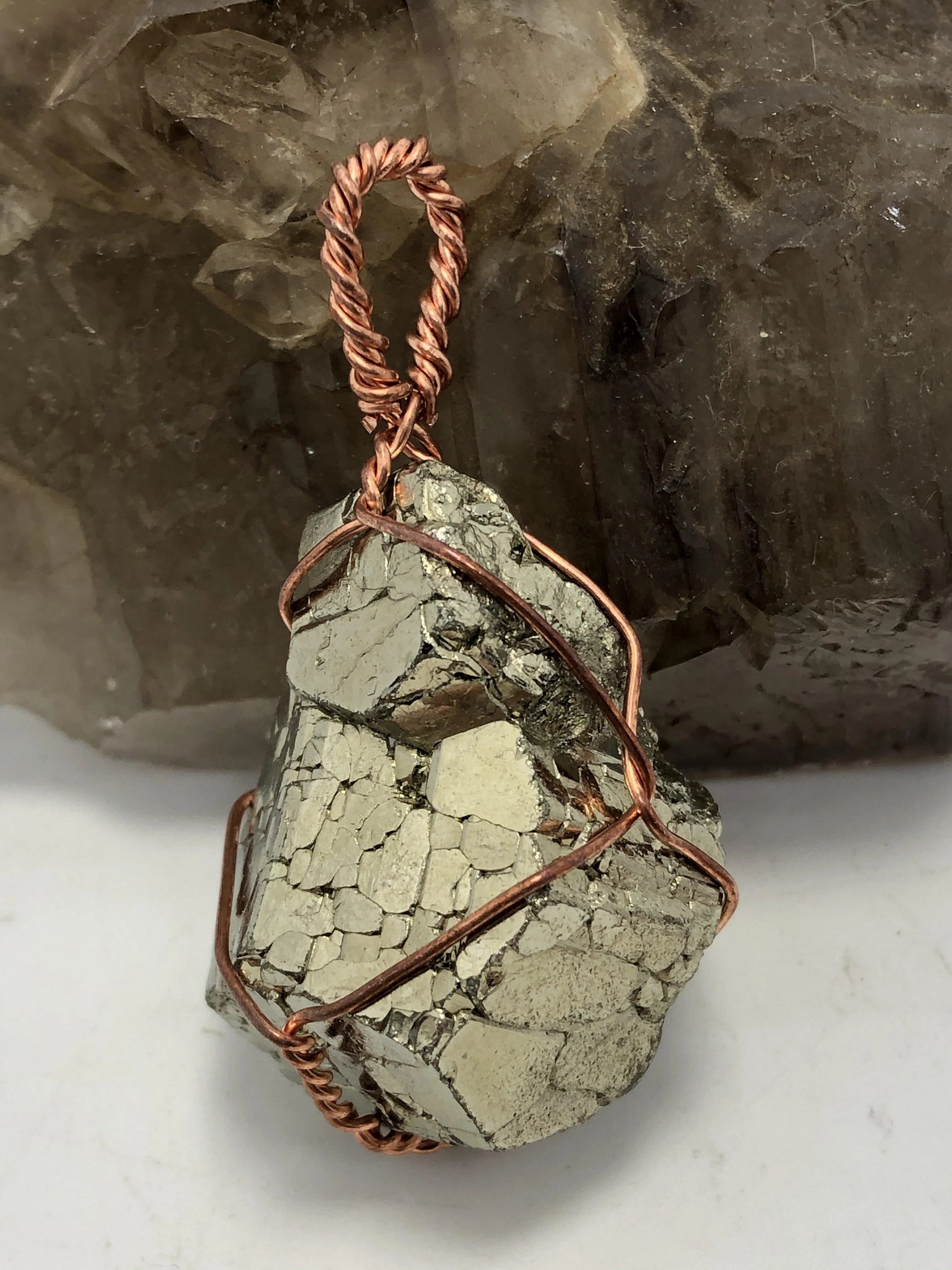 Pyrite Dodechahedron Copper Pendant