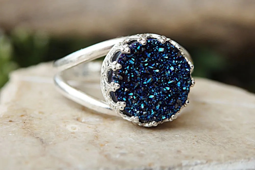 Quartz druzy ring