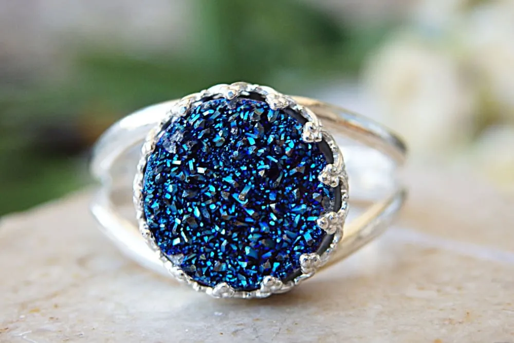 Quartz druzy ring