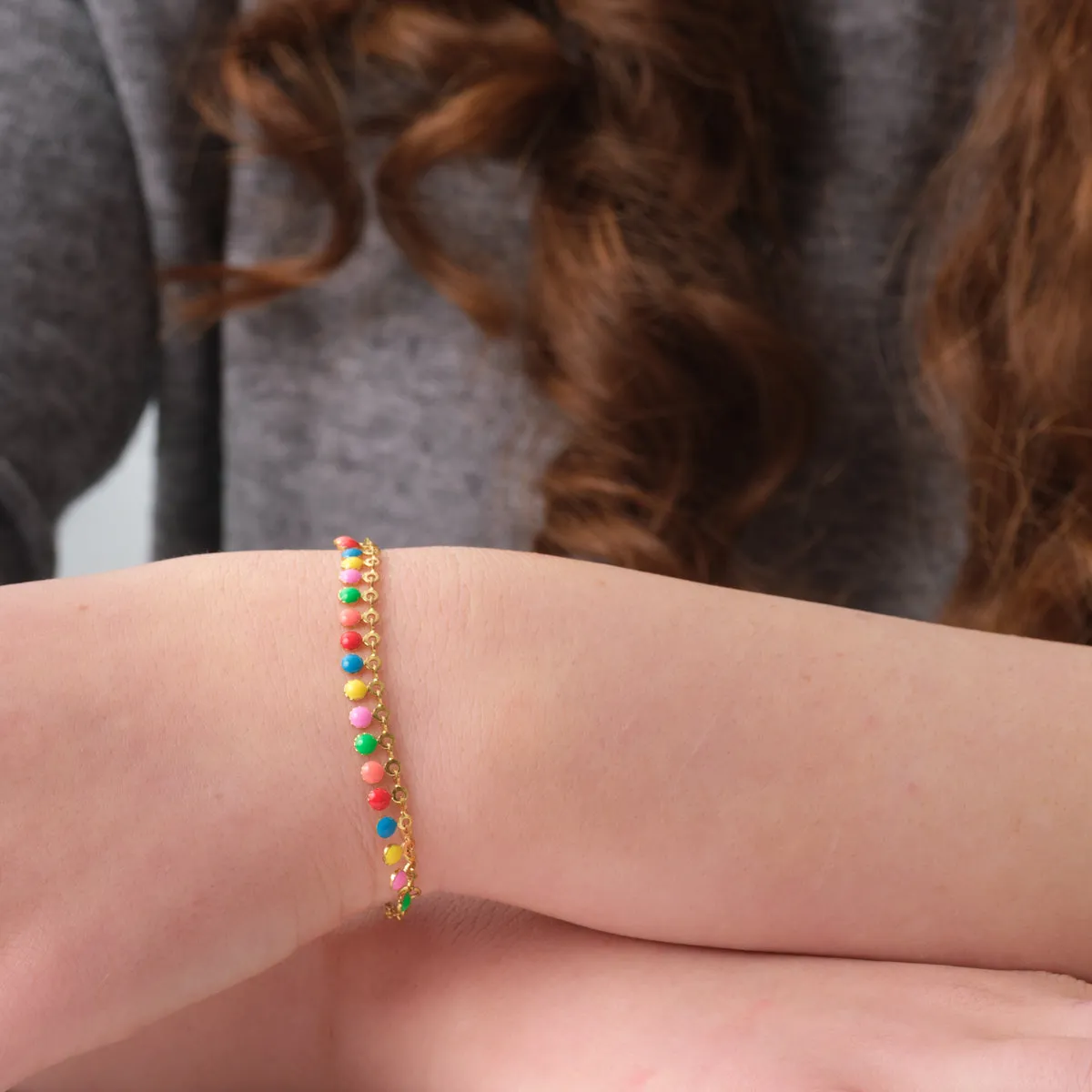 Rainbow Charms Gold Bracelet